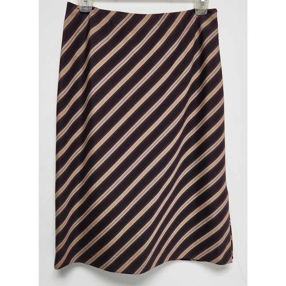 ANNE KLEIN 2 Women Brown & Purple Stripped Skirt-Size 4